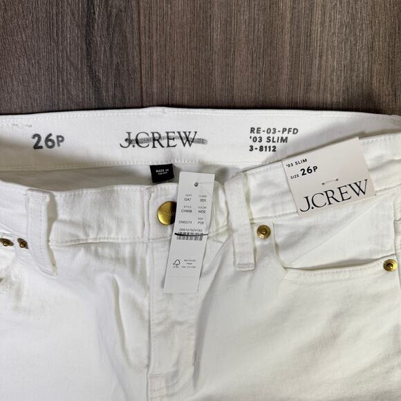 J.Crew 2003 Petite Slim Jean WMNS 26P White Denim Mid-Rise Super Stretch Zip Fly - Picture 4 of 8